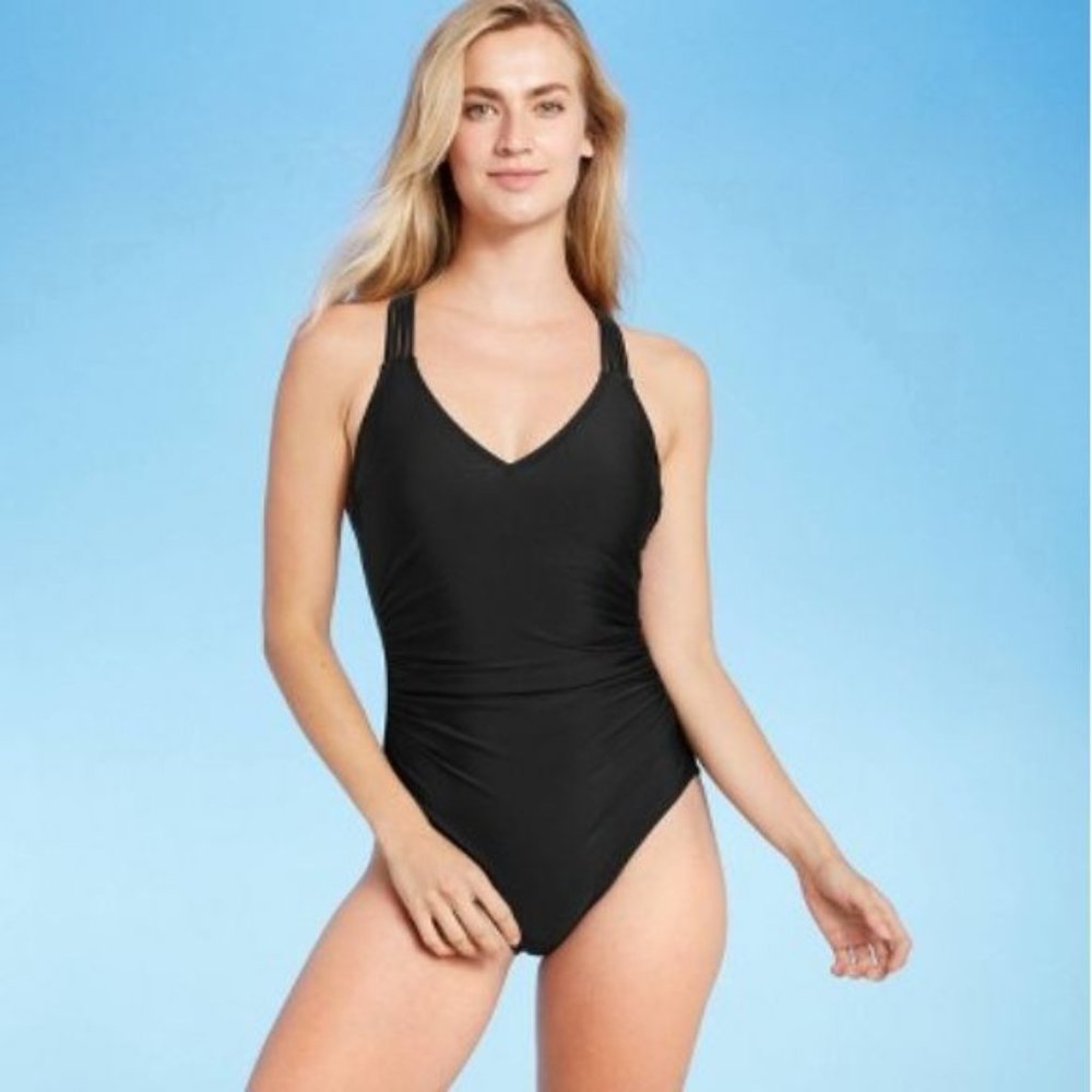 Women's Strappy Back Classic Coverage One Piece Swimsuit - Kona Sol True Blue S